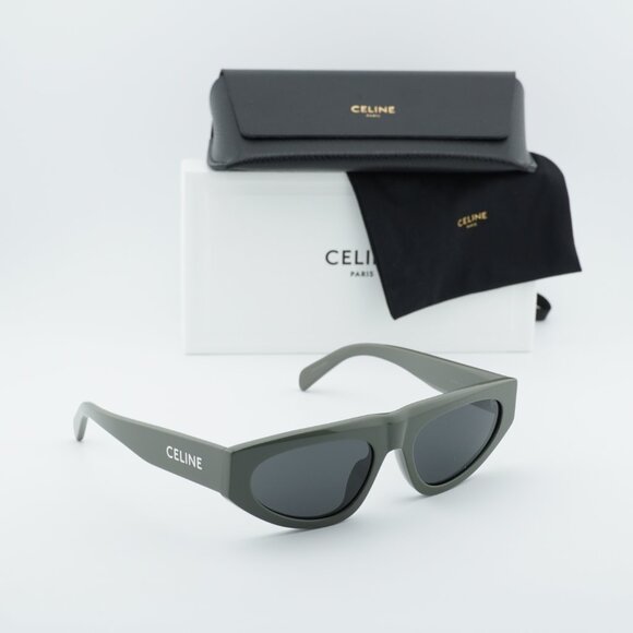 Celine CL40315U 93A Geometric Sunglasses - Green/Smoke main image 7